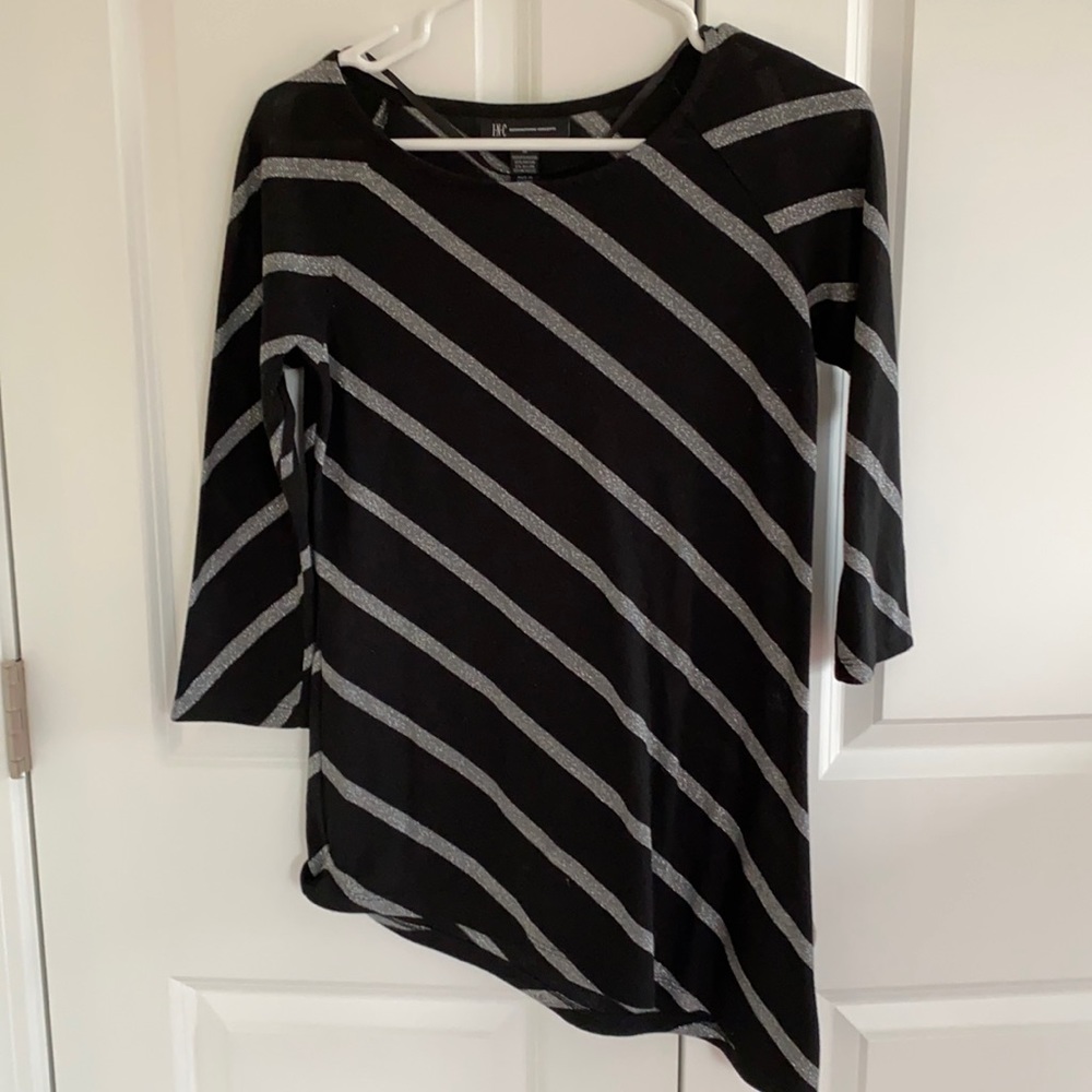 Silver and black asymmetrical top INC medium